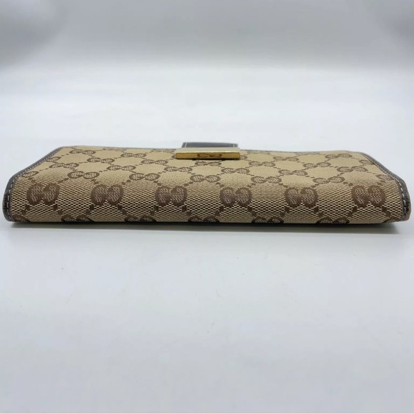 Authentic Gucci GG Canvas Double Hook Beige Long Wallet W/Box - Picture 6 of 16